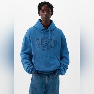 GAP Washed Blue Embroidered Logo Hoodie - Men's Pullover